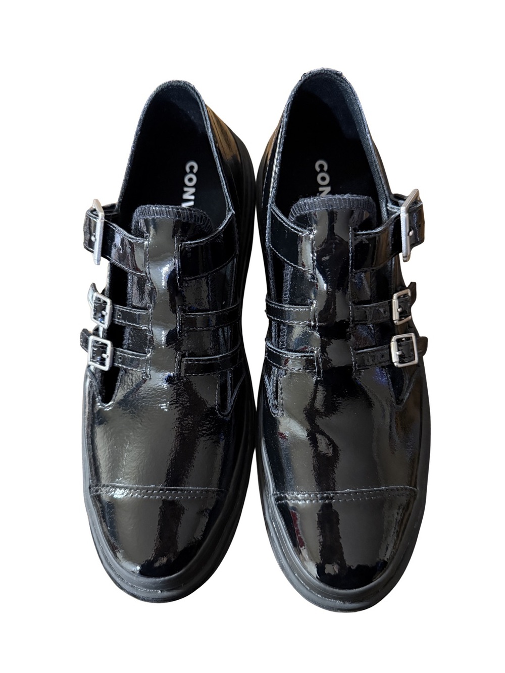 NWOB Converse Chuck Taylor Black Patent leather Platform Mary Jane Oxfords - Picture 3 of 7